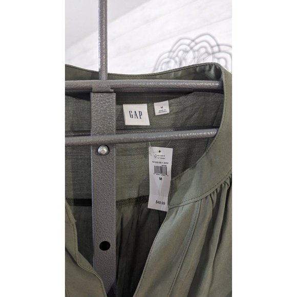 Gap Sleeveless Shirt Dress Tie At Waist Dress Army Green NWOT Size Med - Picture 4 of 4